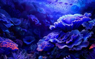 Картинка органический, коралл, гидрохиноновый, транс, волнистый, полипы, гипнотический, пульсации, океанический, глубины, ИИ искусство