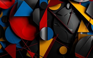 Картинка абстрактные зеркала, геометрическое настенное искусство, акцентный дизайн, дополнительные цвета, асимметричные формы, ИИ искусство