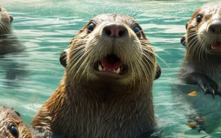 Картинка вода, открытый, морское млекопитающее, морская выдра, животное, плавание, природа, млекопитающее, медведь, середина пути, ИИ искусство, генеративный ИИ, созданный ИИ