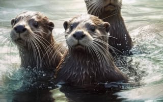 Картинка вода, открытый, морское млекопитающее, морская выдра, животное, плавание, природа, млекопитающее, медведь, середина пути, ИИ искусство, генеративный ИИ, созданный ИИ