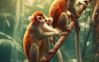 Картинка животное, организм, обезьяна, аквариум, млекопитающее, середина пути, ИИ искусство, генеративный ИИ, созданный ИИ