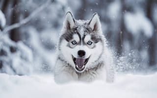 Картинка открытый, животное, собака, млекопитающее, замораживание, снег, ездовая собака, волк, волк Собака, сахалинский хаски, гренландская собака, зима, северная инуитская собака, сеппала сибирская ездовая собака, индейская собака коренных американцев, Аляскинский маламут, Западно-сибирская лайка, Canis lupus tundrarum, хаски, сибирский, ИИ искусство
