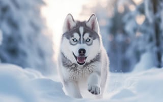 Картинка открытый, животное, собака, млекопитающее, замораживание, снег, ездовая собака, волк, волк Собака, сахалинский хаски, гренландская собака, зима, северная инуитская собака, сеппала сибирская ездовая собака, индейская собака коренных американцев, Аляскинский маламут, Западно-сибирская лайка, Canis lupus tundrarum, хаски, сибирский, ИИ искусство