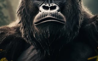 Картинка животное, млекопитающее, примат, обезьяна, большая обезьяна, горилла, западная горилла, горная горилла, открытый, Западная равнинная горилла, обыкновенный шимпанзе, шимпанзе, наземное животное, ИИ искусство