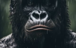 Картинка животное, млекопитающее, примат, обезьяна, большая обезьяна, горилла, западная горилла, горная горилла, открытый, Западная равнинная горилла, обыкновенный шимпанзе, шимпанзе, наземное животное, ИИ искусство