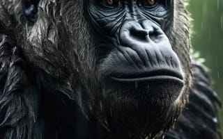 Картинка животное, млекопитающее, примат, обезьяна, большая обезьяна, горилла, западная горилла, горная горилла, открытый, Западная равнинная горилла, обыкновенный шимпанзе, шимпанзе, наземное животное, ИИ искусство
