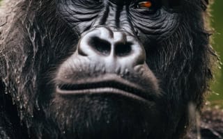 Картинка животное, млекопитающее, примат, обезьяна, большая обезьяна, горилла, западная горилла, горная горилла, открытый, Западная равнинная горилла, обыкновенный шимпанзе, шимпанзе, наземное животное, ИИ искусство