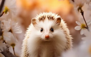 Картинка животное, млекопитающее, цветок, Ежик, в помещении, ИИ искусство