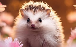 Картинка животное, млекопитающее, цветок, Ежик, в помещении, ИИ искусство