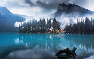 Картинка озеро изумрудное, скалистые горы, канада