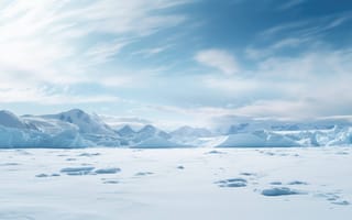 Картинка впечатляющий ледник, ледяное одиночество, пейзаж, ледник, минималистическое величие, ледяная изоляция, полярные просторы, холодное великолепие, Арктическое одиночество, минималистичный, ИИ искусство