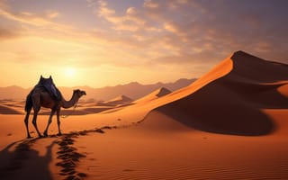 Картинка пустынные просторы, величественный верблюд, традиционное занятие, ИИ искусство
