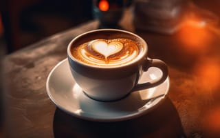 Картинка сваренная любовь, кофе комфорт, пенистое сердце, утренний роман, приглашающее тепло, привязанность с кофеином, ИИ искусство