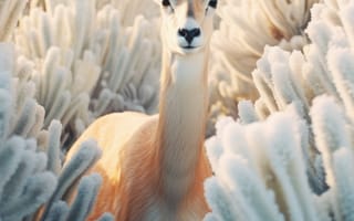 Картинка хрустальные шипы, соседствующая флора, солнечный мороз, коричневые и бирюзовые тона, ИИ искусство