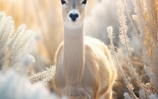 Картинка хрустальные шипы, соседствующая флора, солнечный мороз, коричневые и бирюзовые тона, ИИ искусство