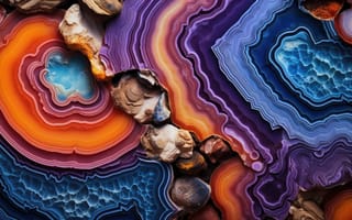 Картинка геологическое увлечение, многоцветные оттенки, агатовый камень, микрокосмы красоты, макро абстрактные текстуры, ИИ искусство