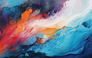 Картинка сюрреалистическая гармония, смешанная техника, яркие цвета, стеклянные текстуры, жидкий акрил, неземной, резкий, ИИ искусство
