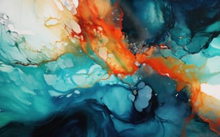 Картинка сюрреалистическая гармония, смешанная техника, яркие цвета, текстуры стекла, жидкий акрил, неземной, резкий, ИИ искусство
