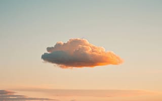 Картинка облако, закат, сумерки, апельсин, небо, безмятежный, мирный, спокойный, одинокое облако, природа, ИИ искусство
