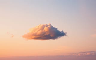 Картинка облако, закат, сумерки, апельсин, небо, безмятежный, мирный, спокойный, одинокое облако, природа, ИИ искусство