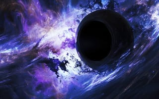 Картинка космос, черная дыра, галактика, туманность, фиолетовый, синий, цвета, абстрактный, астрономия, межзвездный, космический, научная фантастика, цифровое искусство, вселенная, небесный, ИИ искусство