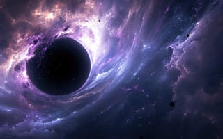 Картинка черная дыра, космос, туманность, космический, галактика, астрономия, астрофизика, научная фантастика, яркие цвета, рабочий стол, завитки, вселенная, межзвездный, гравитационная сингулярность, горизонт событий, ИИ искусство