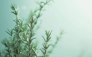 Картинка Розмари, трава, зеленый, растение, веточка, изолированный, белый, свежий, кулинарный, ароматерапия, минимальный, ботанический, одиночный стебель, ИИ искусство