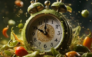 Картинка Будильник, Часы, Время, Здоровье, Овощи, Размытость, Искусственный интеллект