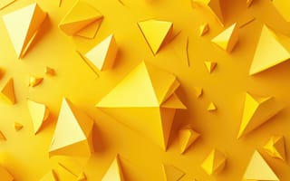 Картинка желтый, абстрактный, геометрический, треугольники, 3d формы, современный дизайн, многоугольный, текстура, яркий цвет, ИИ искусство