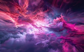 Картинка абстрактный, туманность, розовый, фиолетовый, облака, цифровое искусство, космос, фантазия, космический, яркий, текстура, красочный, искусство, HD, ИИ искусство