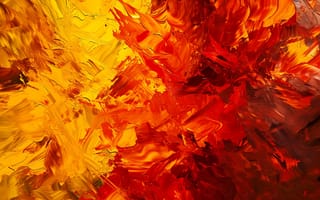 Картинка абстрактный, искусство, красный, желтый, яркие цвета, рисование, современное искусство, цифровая живопись, текстура, огненный, мазки, теплые цвета, ИИ искусство