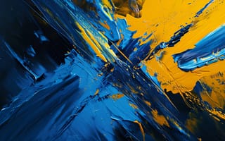 Картинка абстрактный, искусство, синий, желтый, краска, завитки, современное искусство, красочный, жидкость, узоры, динамичный, жидкое искусство, ИИ искусство