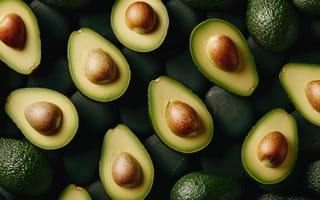 Картинка авокадо, спелый, зеленый, разделенный пополам, семя, текстура, здоровая пища, шаблон, крупный план, свежий, ИИ искусство