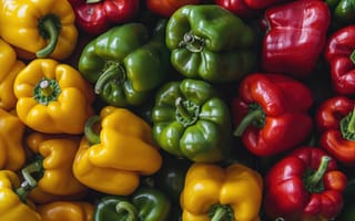 Картинка болгарский перец, красочный, красный, желтый, зеленый, стручковый перец, свежий, овощи, производить, здоровый, еда, Готовка, ингредиенты, ассортимент, бакалея, ИИ искусство