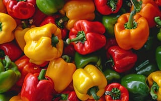 Картинка болгарский перец, красочный, красный, желтый, зеленый, стручковый перец, свежий, овощи, производить, здоровый, еда, Готовка, ингредиенты, ассортимент, бакалея, ИИ искусство