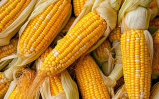 Картинка кукуруза, початки, органический, сельское хозяйство, урожай, желтый, ядра, свежие продукты, еда, здоровая пища, ИИ искусство