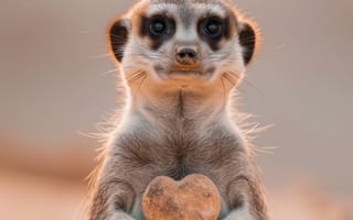 Картинка сурикат, животное, дикая природа, пустыня, стоя, тревога, милый, шерсть, природа, коричневый, открытый, ИИ искусство