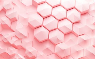 Картинка розовый, шестиугольный, шаблон, текстура, геометрический, абстрактный, 3д, дизайн, плитка, пастель, современный, фон, поверхность, ИИ искусство