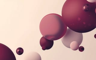 Картинка 3д, абстрактный, пузыри, сферы, плавающий, темно-бордовый, белый, минималистичный, цифровое искусство, геометрический, дизайн, рендеринг, ИИ искусство