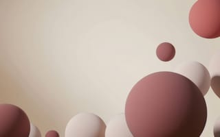 Картинка 3д, абстрактный, пузыри, сферы, плавающий, темно-бордовый, белый, минималистичный, цифровое искусство, геометрический, дизайн, рендеринг, ИИ искусство