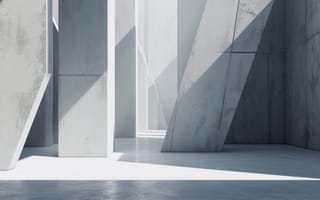 Картинка белый, геометрический, абстрактный, минималистский, тени, архитектура, современный, художественная инсталляция, 3d формы, ИИ искусство