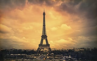 Картинка город, дороги, дома, Париж, башня