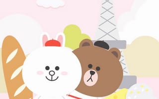 Картинка каваи, милый, Brown, нести, Cony, кролик, белый, животное, маленький, детеныш, Париж, мороженое, вкуснятина, еда, вкусные