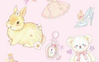 Картинка каваи, милый, кролик, котенок, Кот, плюшевый мишка, , задний план