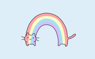 Картинка каваи, милый, Кот, котенок, животное, домашний питомец, маленький, крошечный, детеныш, радуга