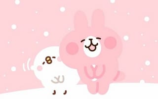 Картинка каваи, милый, Usagi, кролик, розовый, Piske, птица, цыпленок, курица, маленький, детеныш, крошечный