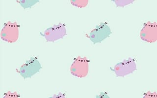 Картинка Кавай, кавайи, кавай, милый, Pusheen, Pusheen cat, Пушин, Пушин кэт, котенок, кот, маленький, серый, полосатый, мяу, питомец, животное
