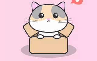 Картинка каваи, милый, Кот, котенок, животное, домашний питомец, маленький, крошечный, детеныш, коробка