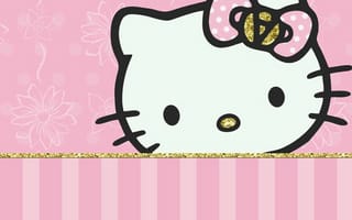 Картинка каваи, милый, Hello Kitty, котенок, Кот, маленький, розовый, лук, одеваться, животное