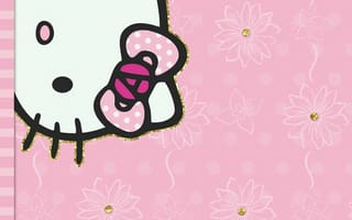 Картинка каваи, милый, Hello Kitty, котенок, Кот, маленький, розовый, лук, одеваться, животное